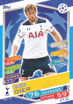 Eric Dier Tottenham Hotspur 2016/17 Topps Match Attax CL #TOT10